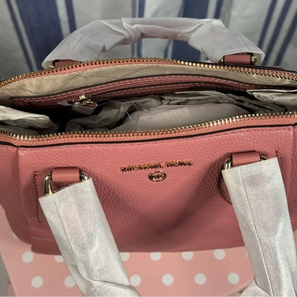 Michael Kors Sienna Medium Messenger, Rose, Pebbled Leather Satchel